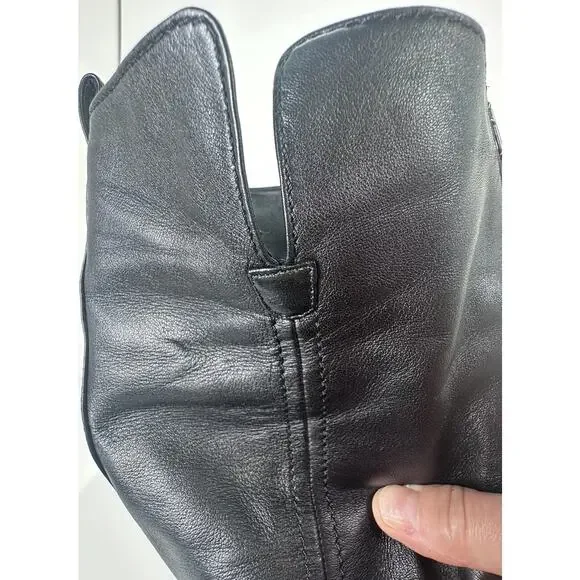 ⭐️ Chanel Black Leather Cap Toe Over The Knee Boots Sz 37 / 7 - Picture 9 of 16